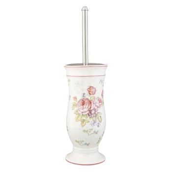 Porcelánový kartáč set na toaletu Flowers  -Ø 12*26 cm 62821