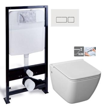 PRIM předstěnový instalační systém s bílým  tlačítkem  20/0042 + WC JIKA PURE + SEDÁTKO DURAPLAST PRIM_20/0026 42 PU1