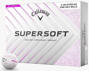 Callaway Supersoft 2025 White Splatter 360 Pink Golfové míčky