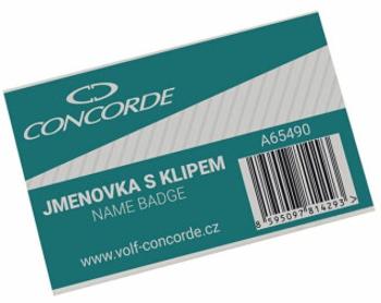 Jmenovka CONCORDE s klipem a špendlíkem, 6 x 9cm