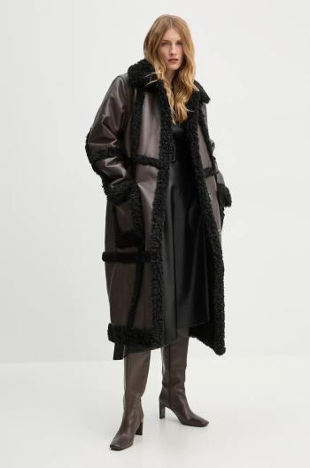 Kabát Stand Studio Patrice Coat dámský, hnědá barva, přechodný, oversize, 61100-9010