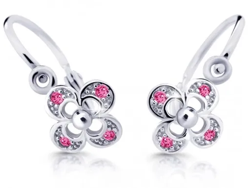 Cutie Jewellery Dětské náušnice z bílého zlata C2200-10-X-2 fuchsiová