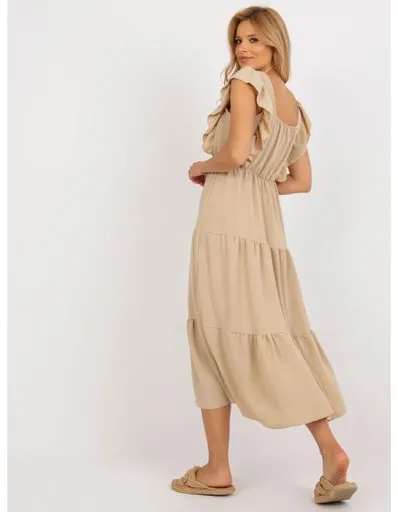 Dámské šaty s volánky ZANETA tmavě béžové