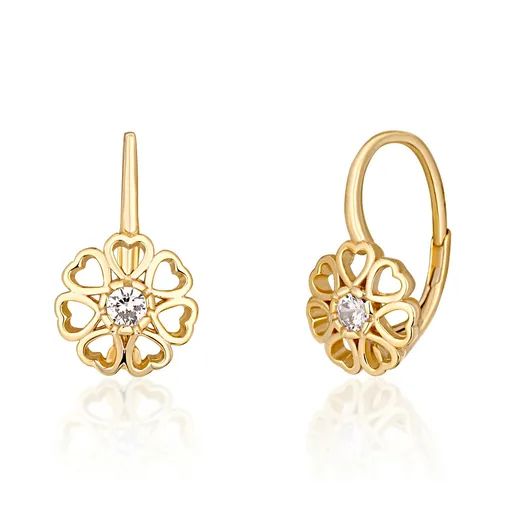 JVD Pozlacené visací náušnice Srdcová květina SVLE1514XH2GO00
