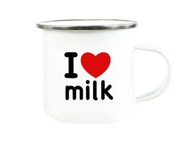 Plechový hrnek I Love milk