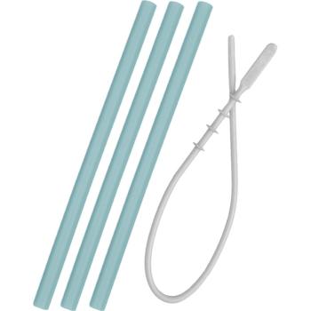 Minikoioi Flexi Straw with Cleaning Brush silikonové brčko s kartáčkem Aqua Green 3 ks