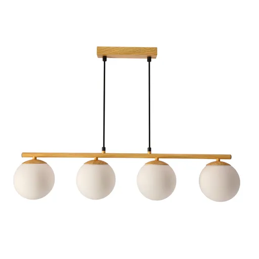 Dřevěná závěsná lampa Carrine 4x40W E14 bílé stínidlo