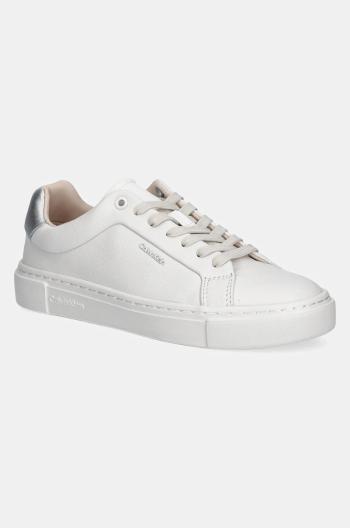 Kožené sneakers boty Calvin Klein CUPSOLE LACE UP W/ML - LTH bílá barva, HW0HW02288