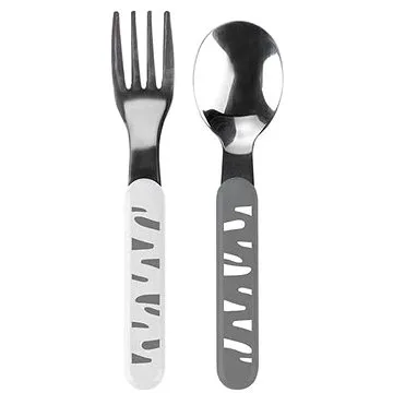 BabyOno nerezový příbor, šedá/bílá (5901435413371)