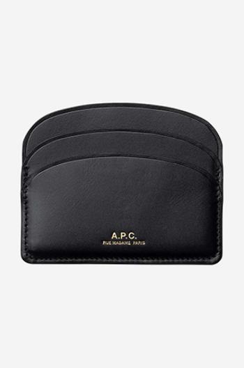 Kožené pouzdro na karty A.P.C. Porte-cartes Demi-lune PXAWV-F63270 BLACK černá barva