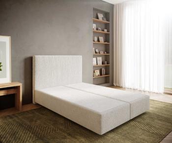 Boxspring postel Dream-Well 140x200 cm bouclé smetanovo-bílá