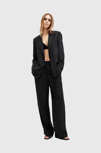 Kalhoty AllSaints AVERIE TEN TROUSER dámské, černá barva, široké, high waist, W027QC