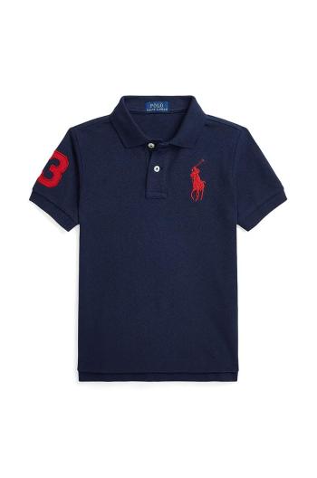 Dětská bavlněná polokošile Polo Ralph Lauren tmavomodrá barva, s aplikací, 322703635100