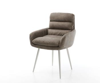 Jídelní židle Abelia-Flex s područkami taupe vintage zúžená podnož