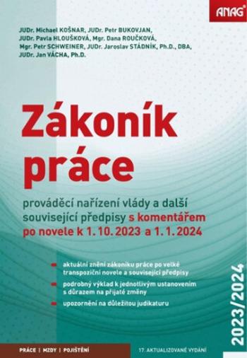 Zákoník práce, prováděcí nařízení vlády a další související předpisy s komentářem po novele k 1. 10. 2023 a 1. 1. 2024 - Petr Bukovjan, Pavla Hlouškov