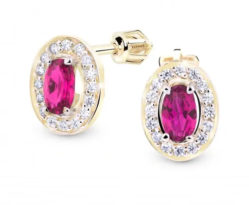 Cutie Jewellery Třpytivé zlaté náušnice se zirkony Z8049-30-X-1 červená