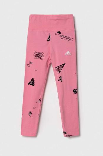 Dětské legíny adidas JG BLUV Q3 TIGH růžová barva, vzorované