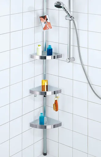 Teleskopická rohová police do koupelny