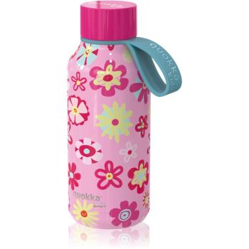 Quokka Solid Kids termoláhev s poutkem Flowers 330 ml