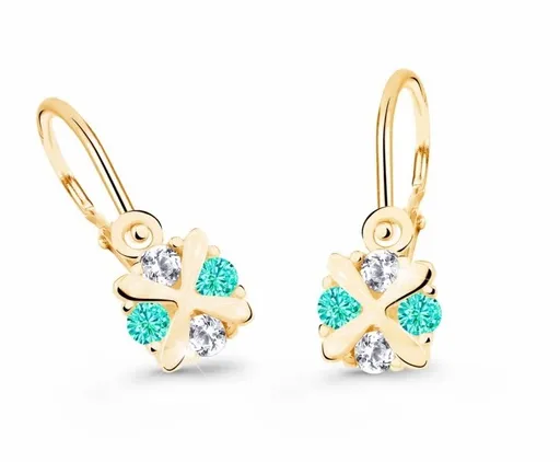 Cutie Jewellery Zlaté dětské náušnice C2153-10-X-1 světle zelená