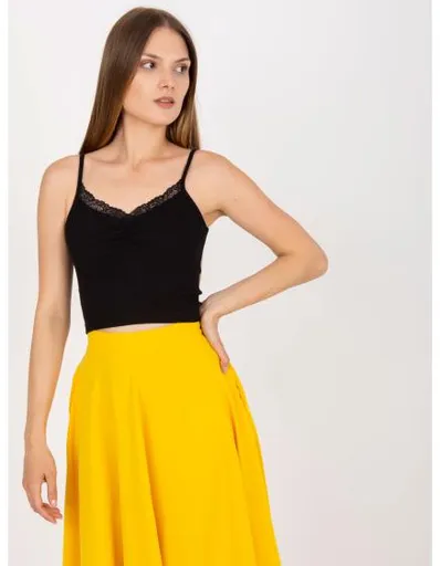 Dámský top pruhovaný krátký RUE PARIS černý