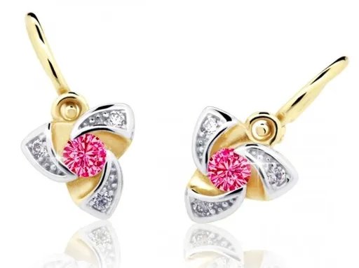 Cutie Jewellery Zlaté dětské náušnice C2203-10-X-1 fuchsiová