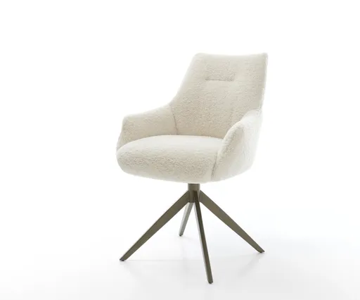 Jídelní židle Alja-Flex s područkami plyšový manšestr béžová