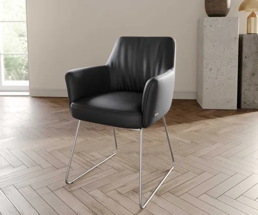 Jídelní židle Xana-Flex tenká podnož nerezová ocel pravá kůže