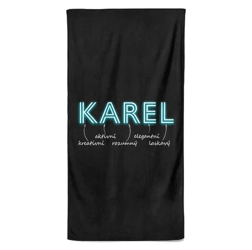 Osuška Mužská jména – NEON (Jméno: Karel, Velikost osušky: 70x140cm)