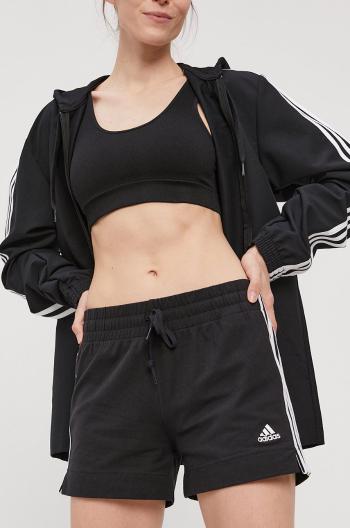 Kraťasy adidas GM5523 dámské, černá barva, hladké, medium waist