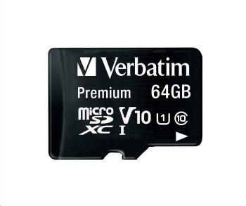 VERBATIM MicroSDXC karta 64GB Premium, U1 + adaptér