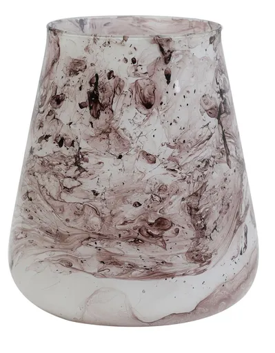 Veliký růžový mramorovaný skleněný svícen Valey – Ø 15*16 cm Light & Living