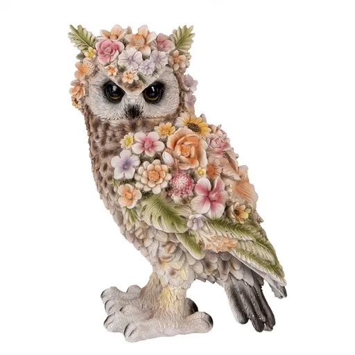 Dekorace figurka sova posetá květy - 21*18*31 cm Clayre & Eef