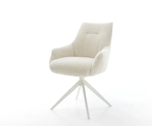 Jídelní židle Alja-Flex s područkami plyšový manšestr béžová