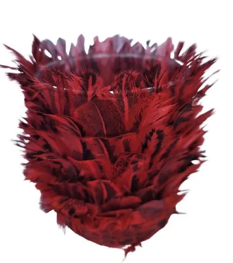 Skleněný svícen s vínovými peříčky Tommi  – Ø 7*9 cm Light & Living