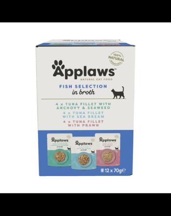 APPLAWS Cat Pouch Multipack Fish Selection hrana umeda pentru pisici, selectie de peste 12 x 70 g