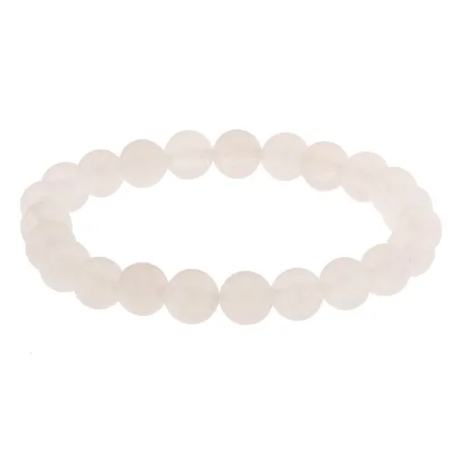 Náramek na ruku se skleněnými kuličkami, bílá matná barva, gumička