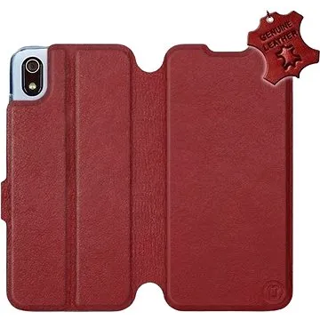 Flip pouzdro na mobil Xiaomi Redmi 7A - Tmavě červené - kožené -   Dark Red Leather (5903226939374)