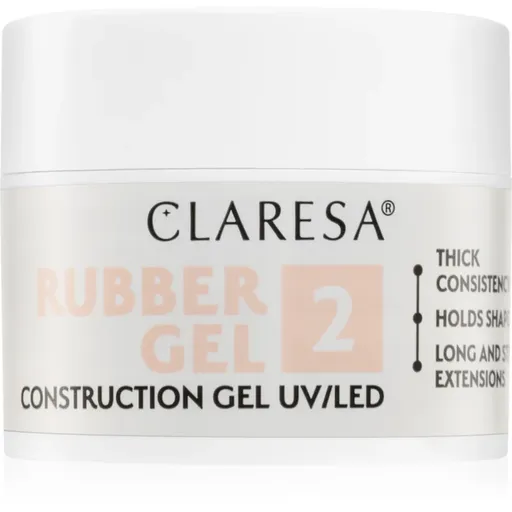 Claresa Rubber Gel Construction Gel UV/LED gelový lak pro prodloužení nehtů odstín 2 12 g