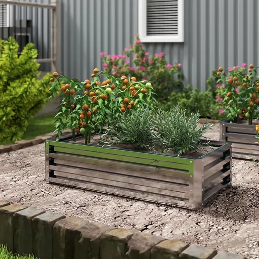 Outsunny Vyvýšený záhon 120 x 60 x 30 cm, stříbrný