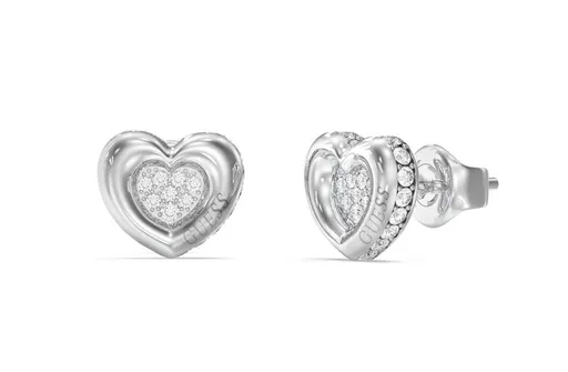 Guess Srdíčkové náušnice s krystaly L.O.V.E. JUBE05466JWRHT/U