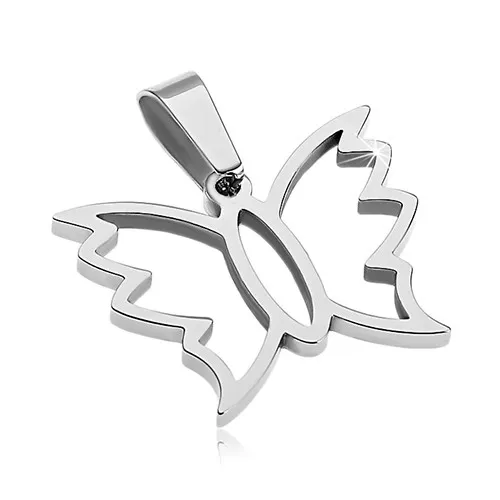 Přívěsek z oceli 316L - kontura motýlka se zvlněnými okraji křídel