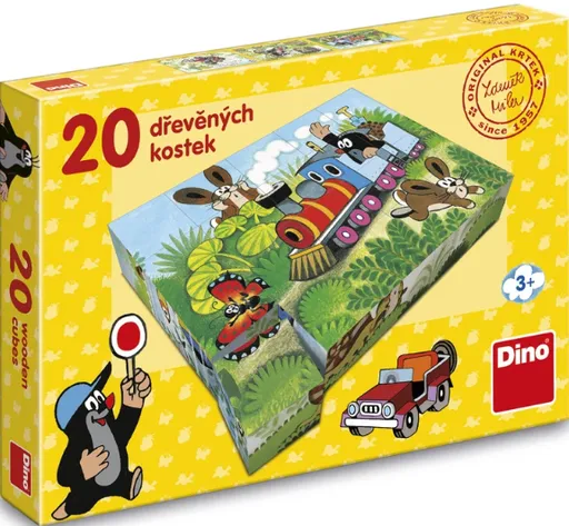 Dřevěné kostky Krtek a doprava – 20 kostek
