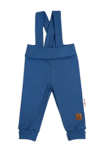 Baby Nellys Rostoucí legíny se šlemi, žebrované s širokým pásem  - modré, 80/86