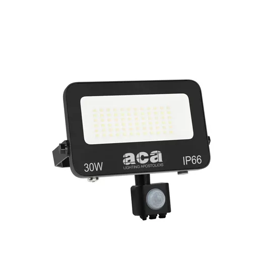 ACA Lighting LED SMD černý reflektor s pohybovým čidlem 30W 3CCT 3000lm 185-260V Ra80 IP66 N30CCTS