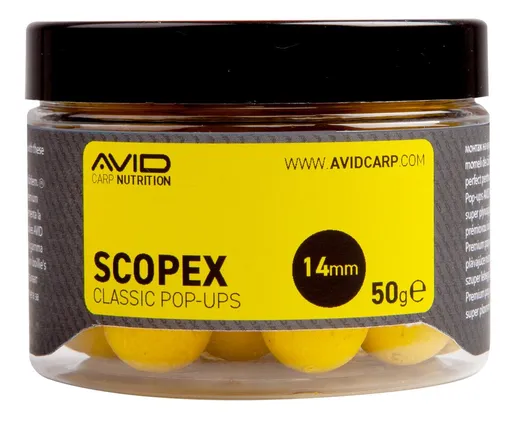 Avid Plovoucí boilie Classic Pop-Ups Scopex 14mm 50g,Avid Plovoucí boilie Classic Pop-Ups Scopex 14mm 50g