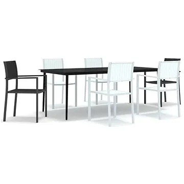 7dílný zahradní jídelní set černobílý, 3099279 (3099279)