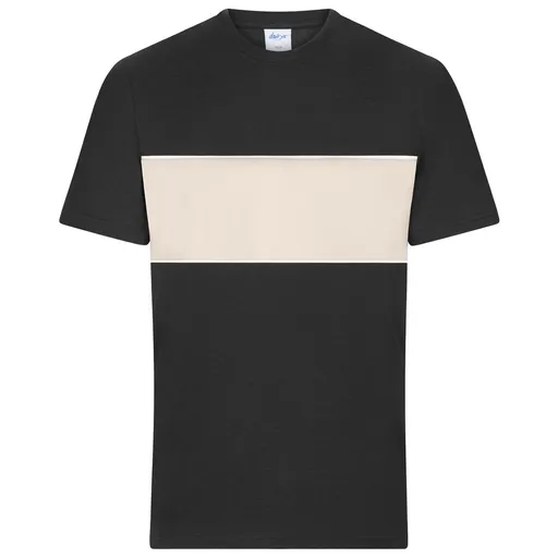 James & Nicholson (Daiber) Tričko s kontrastním pruhem 8049 - Černá / pískovcová | L
