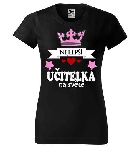 Tričko Nejlepší učitelka na světě (Velikost: XS, Barva trička: Černá)