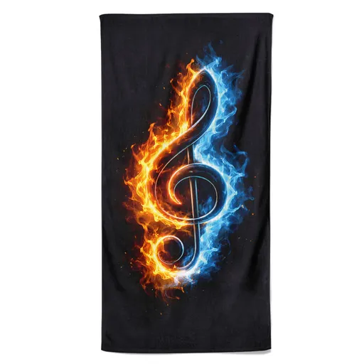 Osuška Houslový klíč v plamenech (Velikost osušky: 70x140cm)